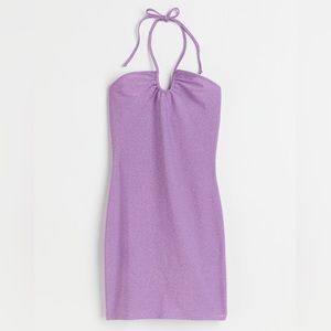 H&M Purple Glitter Halter Neck Dress